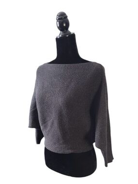 Zara Charcoal Off-the-Shoulder Knit Sweater